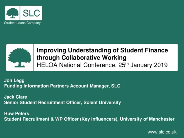 Improving Understanding of Student Finance through Collaborative Working