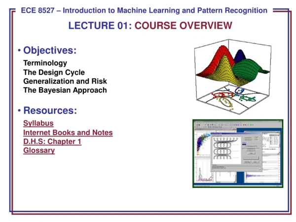 Objectives: Terminology The Design Cycle Generalization and Risk The Bayesian Approach Resources: