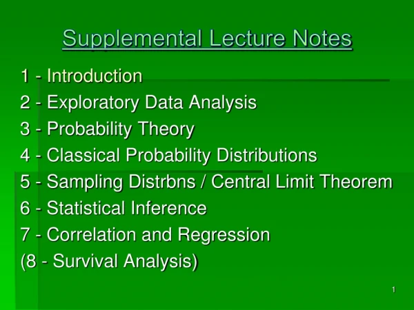 1 - Introduction 2 - Exploratory Data Analysis 3 - Probability Theory