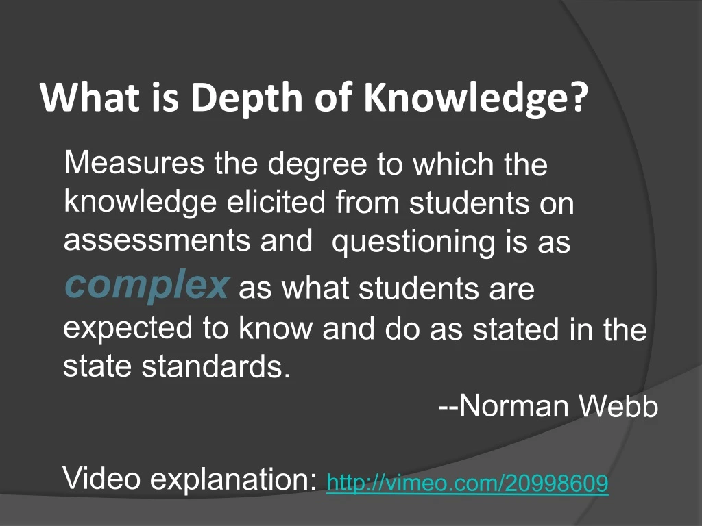 what is depth of knowledge