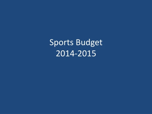 Sports Budget 2014-2015