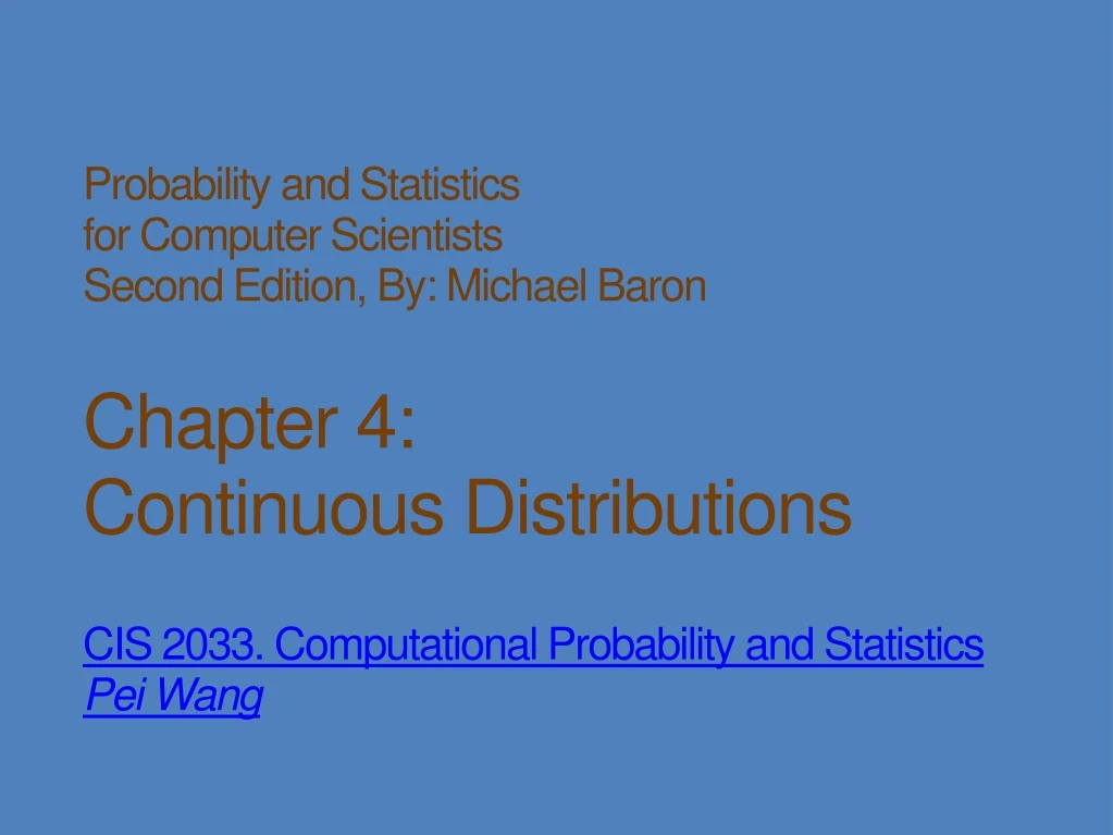probability and statistics for computer