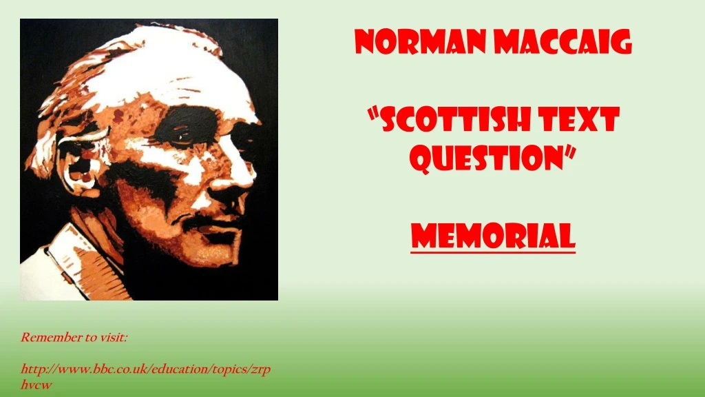 norman maccaig scottish text question memorial
