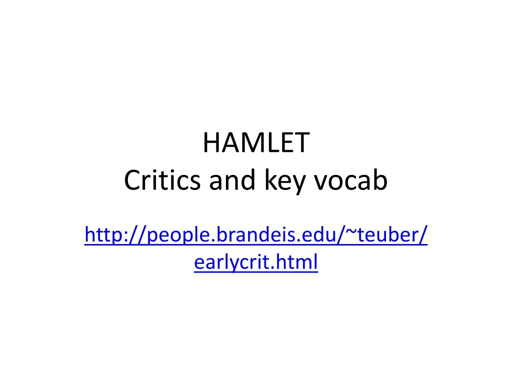 hamlet critics and key vocab