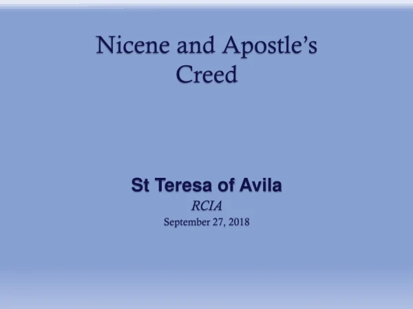 Nicene and Apostle’s Creed