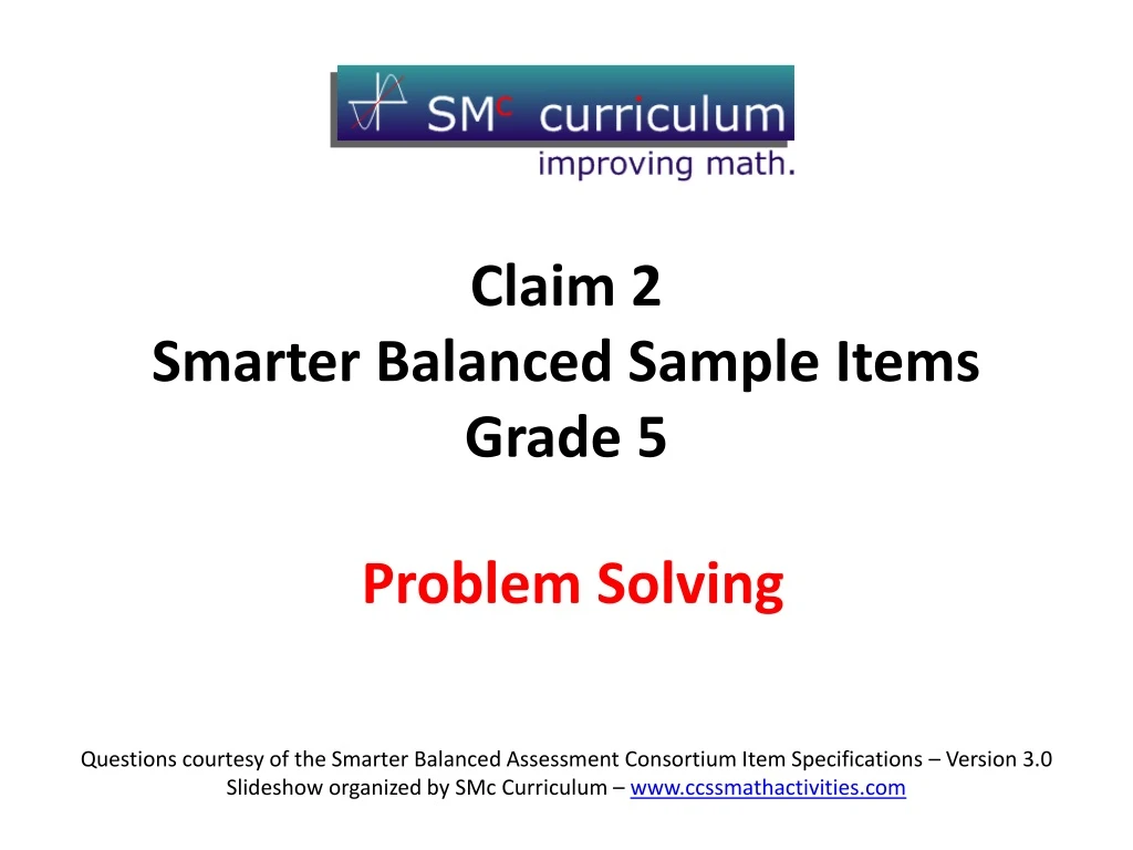 claim 2 smarter balanced sample items grade 5