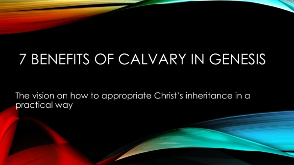 7 Benefits of Calvary in genesis