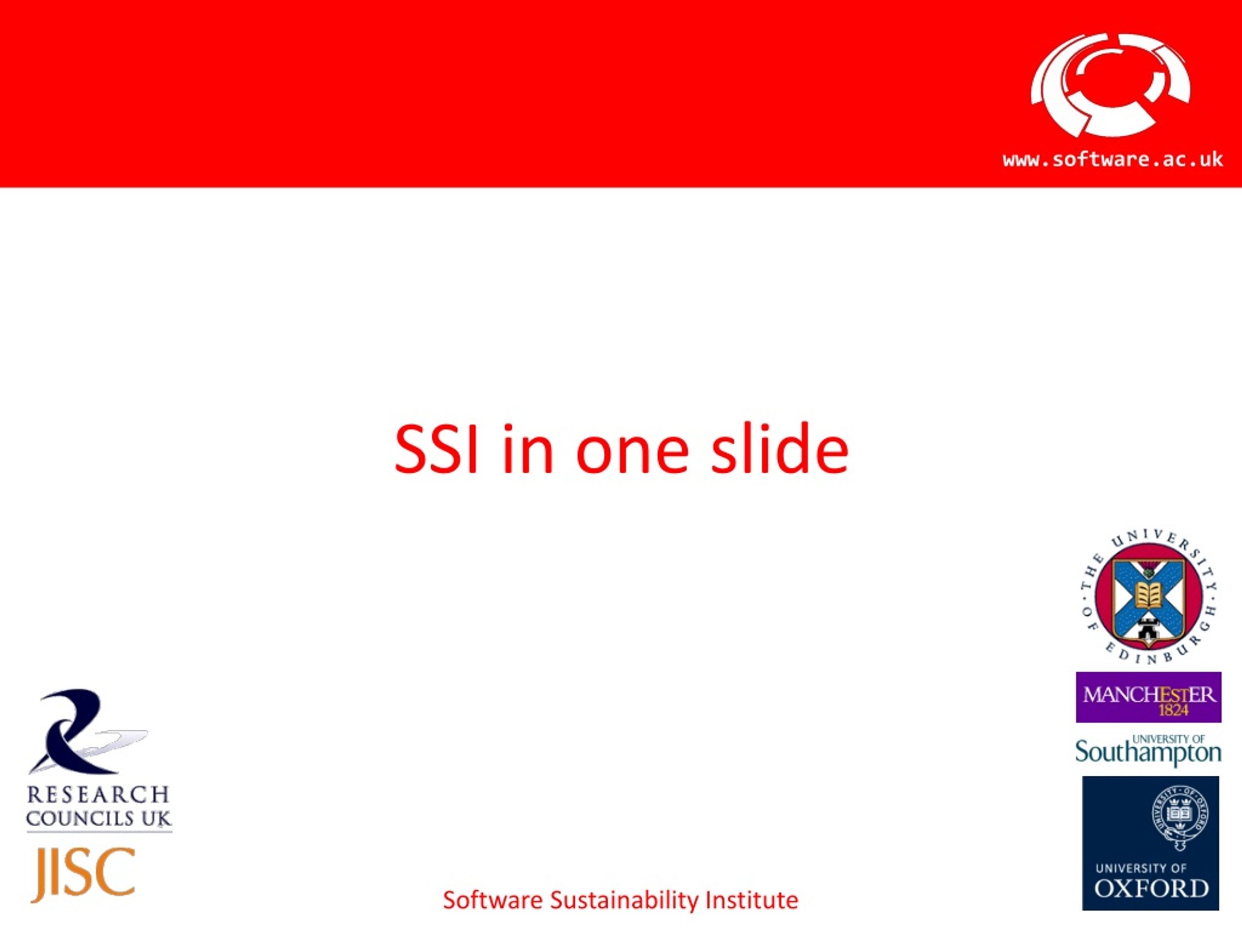 Software Sustainability Institute: Building Better Research Software - slide 1