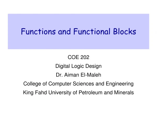 Functions and Functional Blocks