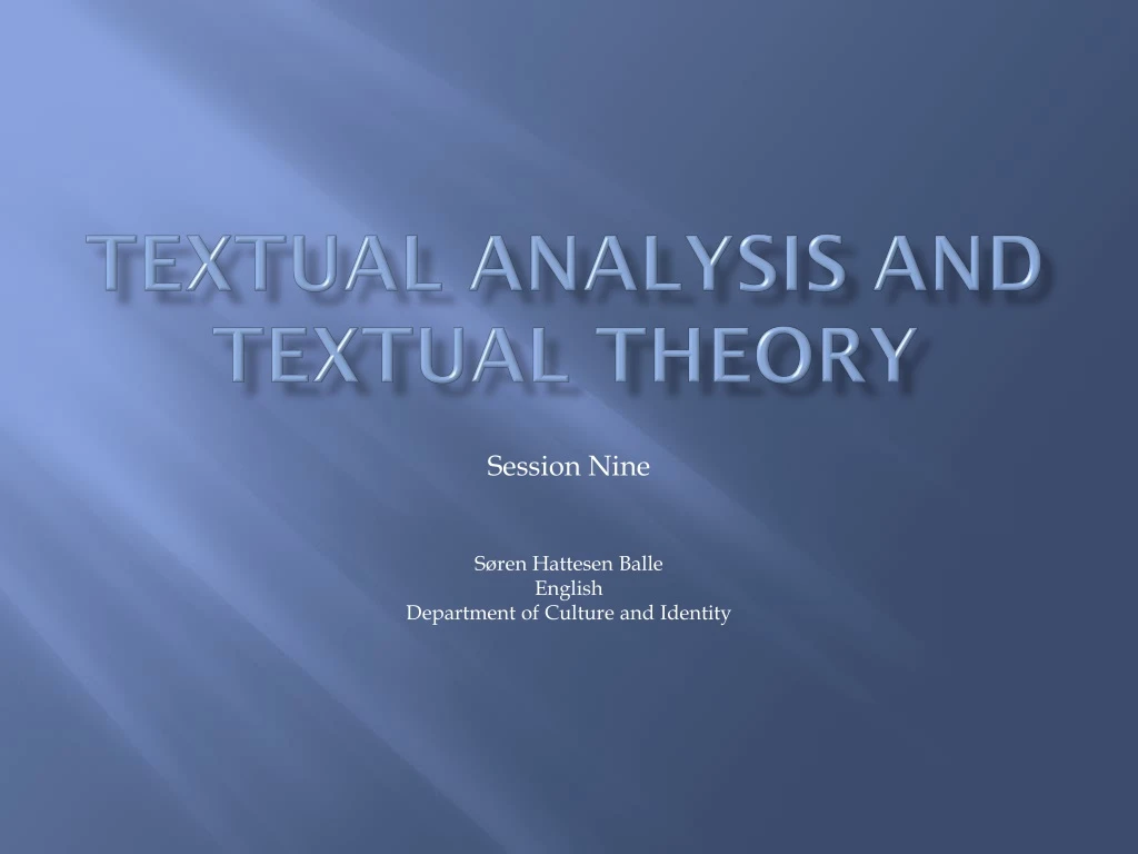 textual analysis and textual theory