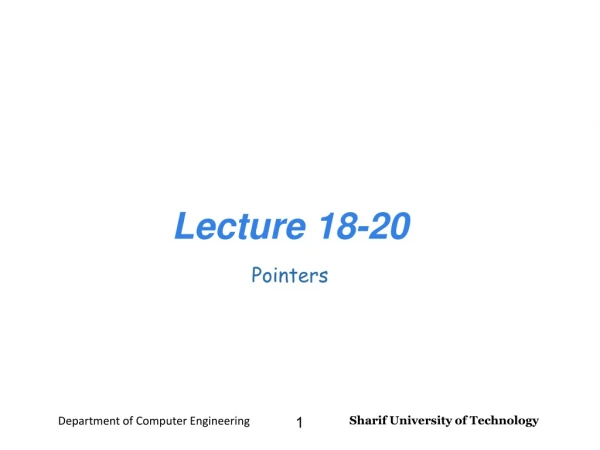 Lecture 18-20