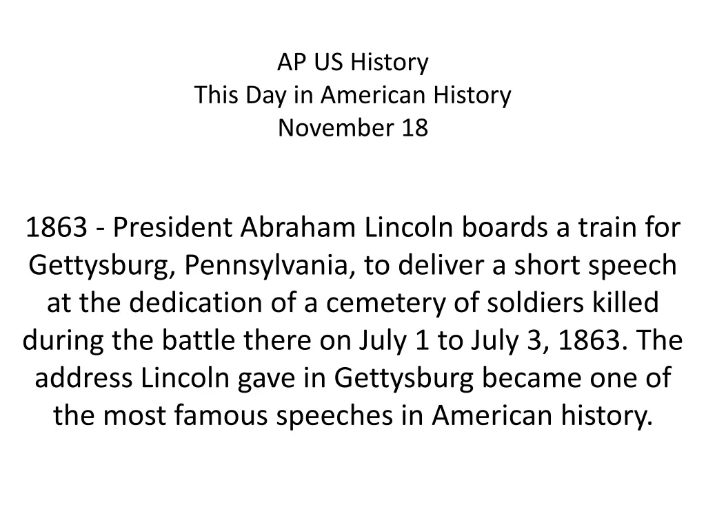 ap us history this day in american history november 18