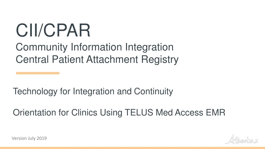 cii cpar community information integration central patient attachment registry