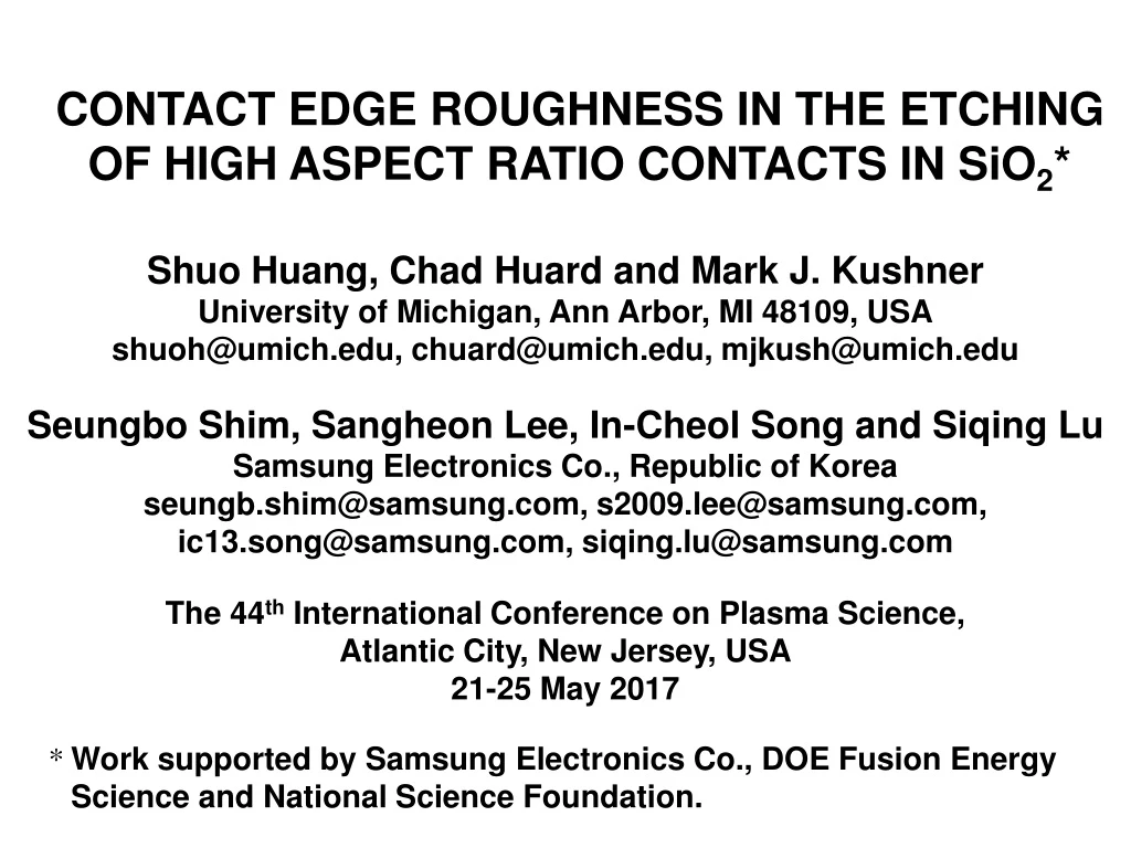 contact edge roughness in the etching of high
