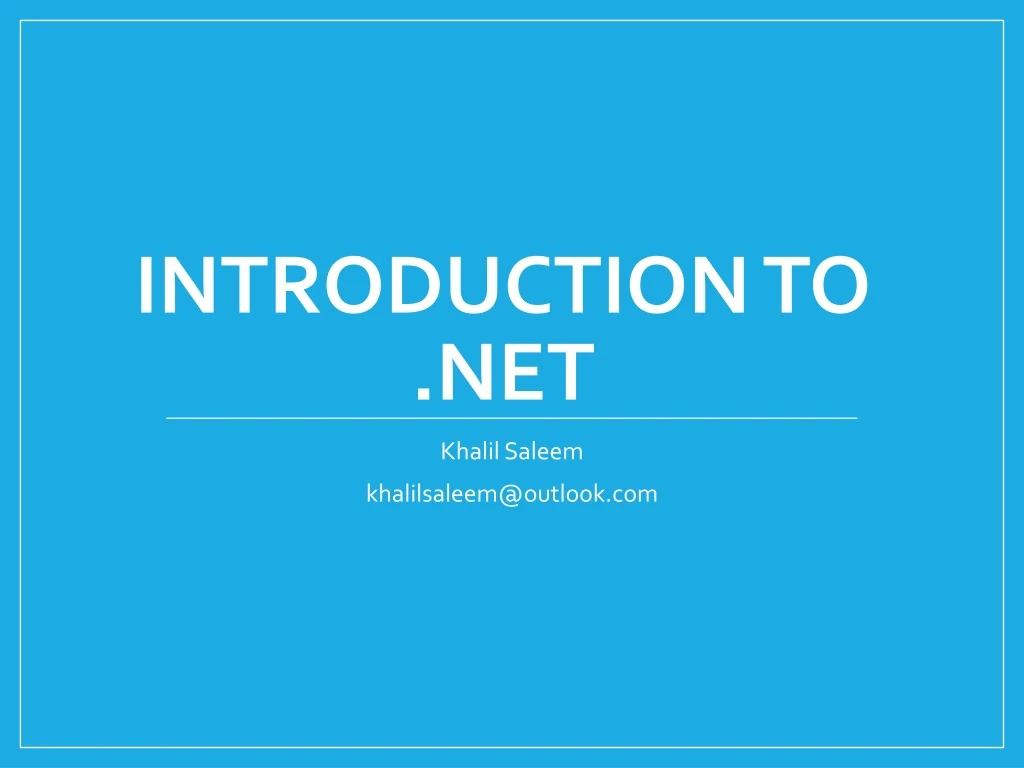 introduction to net