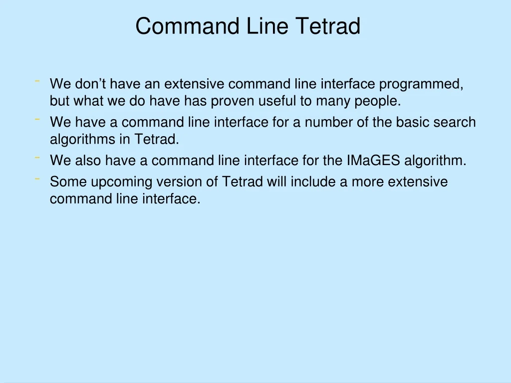 command line tetrad