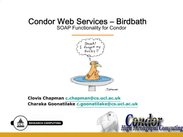 Condor Web Services Birdbath SOAP Functionality for Condor