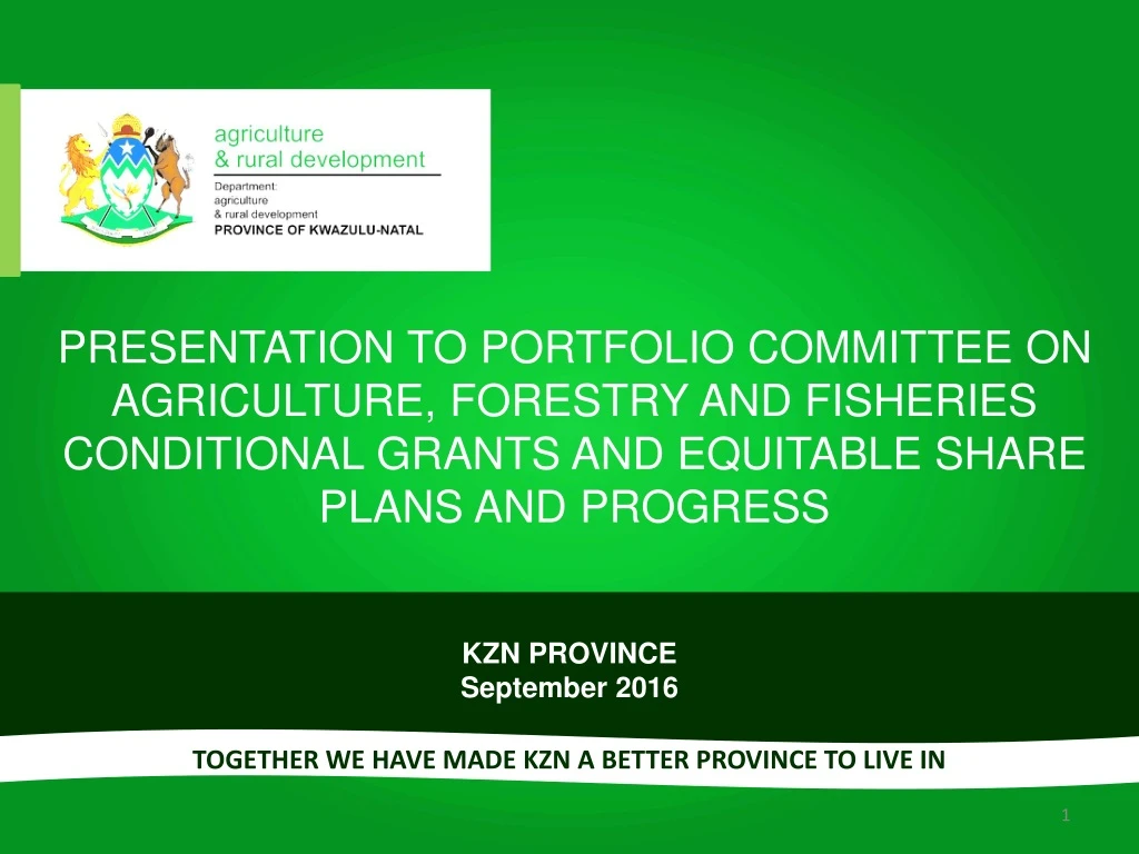 presentation to portfolio committee