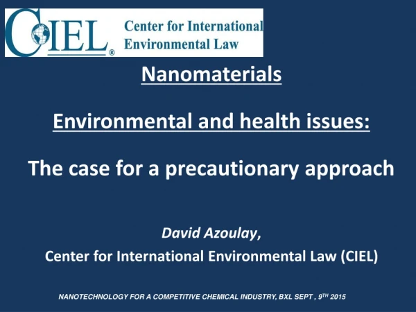 Nanomaterials Environmental and health issues: The case for a precautionary approach