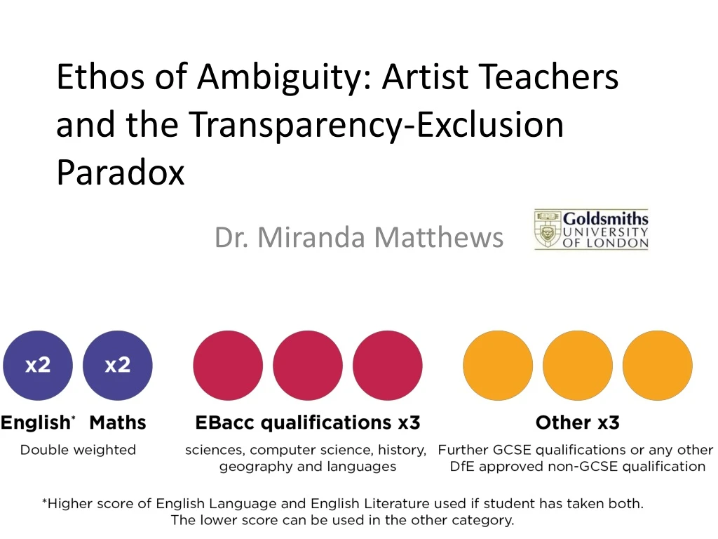 ethos of ambiguity artist teachers and the transparency exclusion paradox