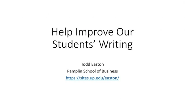 Help Improve Our Students’ Writing