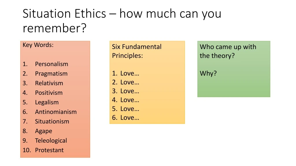 situation ethics how much can you remember