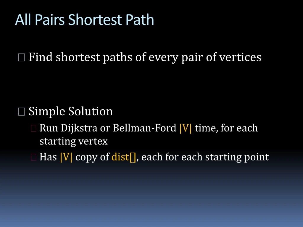 all pairs shortest path