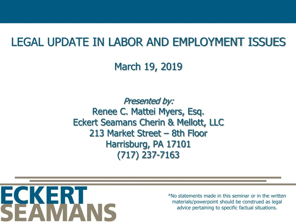 legal update in labor and employment issues march