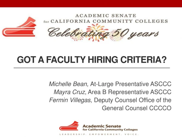 Got a faculty hiring criteria?