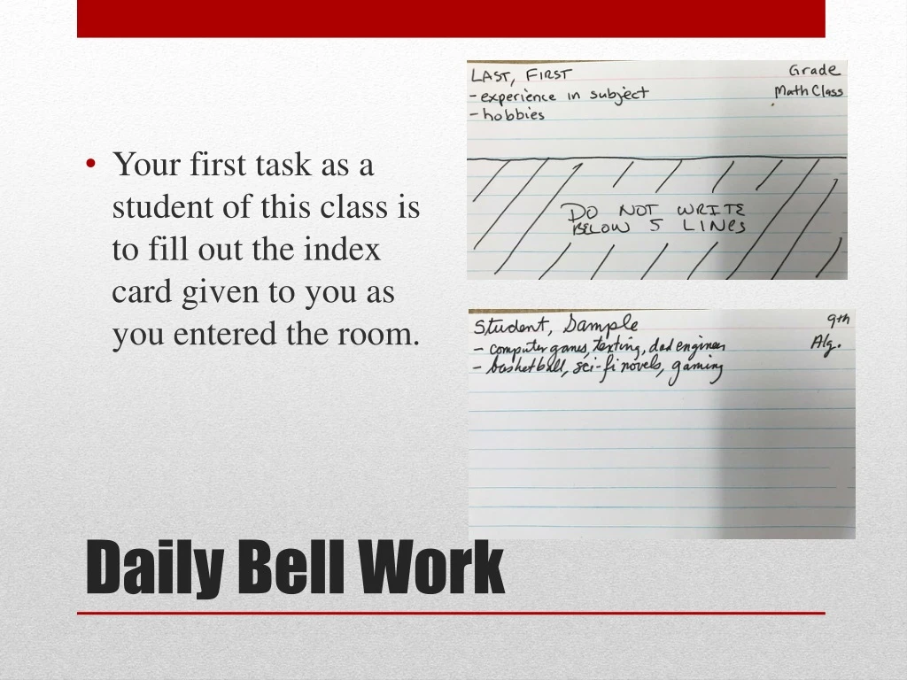 daily bell work