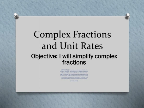 Complex Fractions and Unit Rates