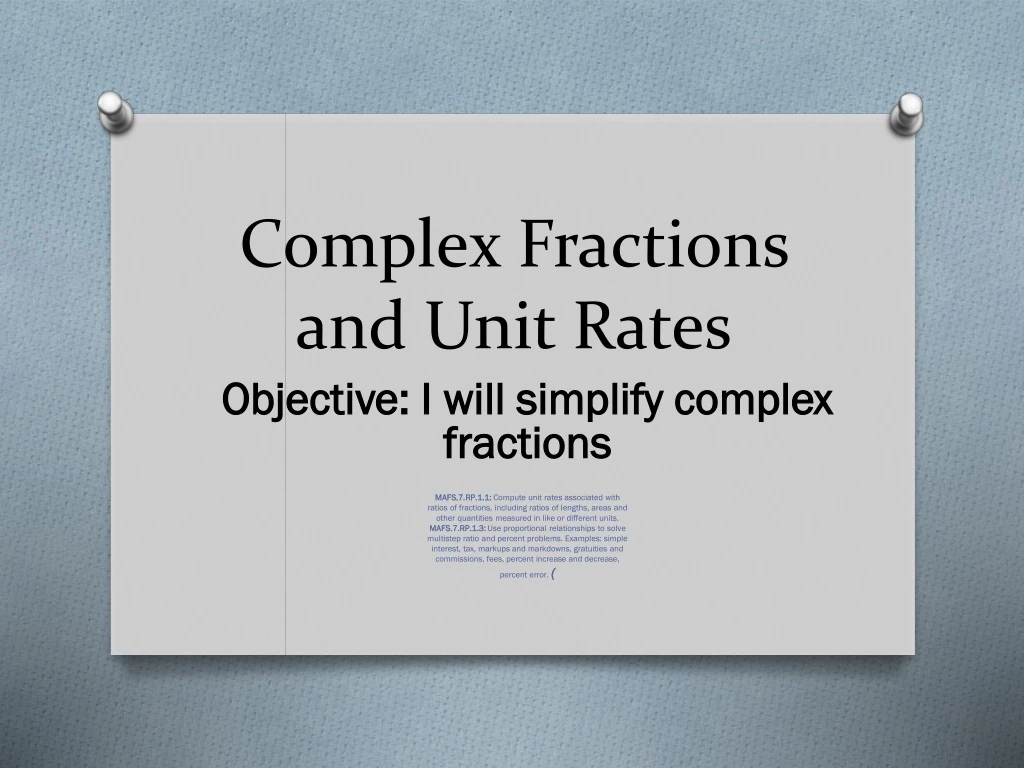 complex fractions and unit rates