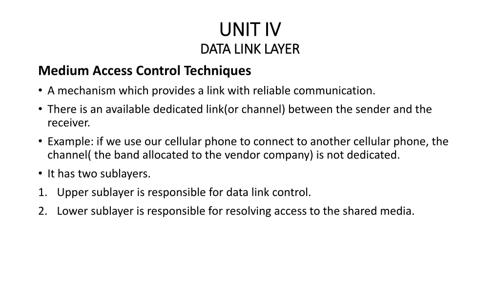 unit iv data link layer