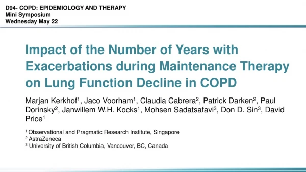 D94- COPD: EPIDEMIOLOGY AND THERAPY Mini Symposium Wednesday May 22