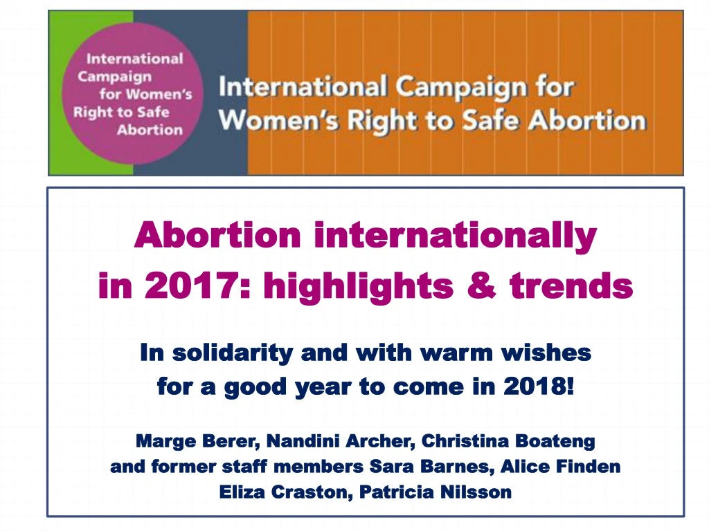 abortion internationally in 2017 highlights