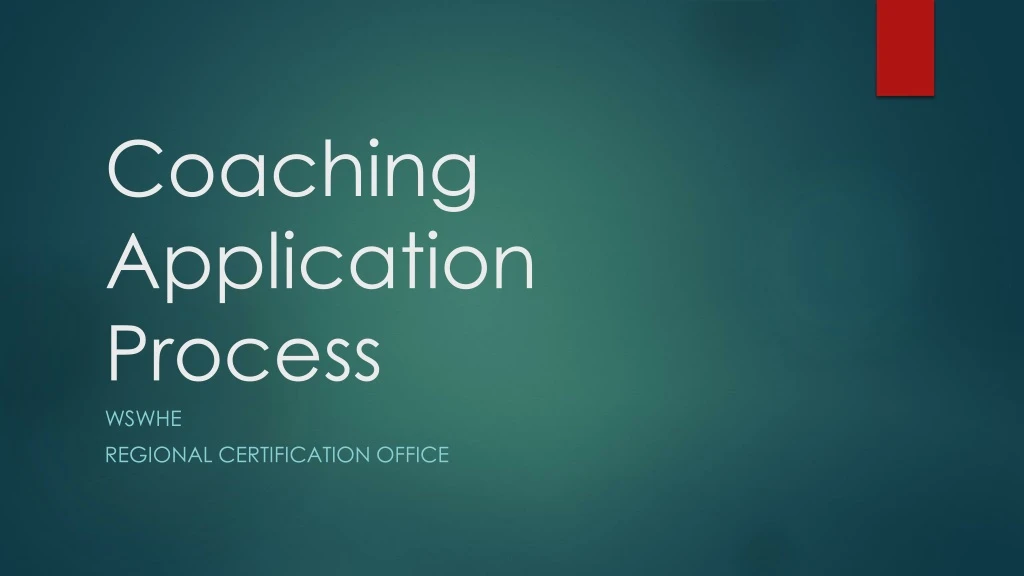 coaching application process