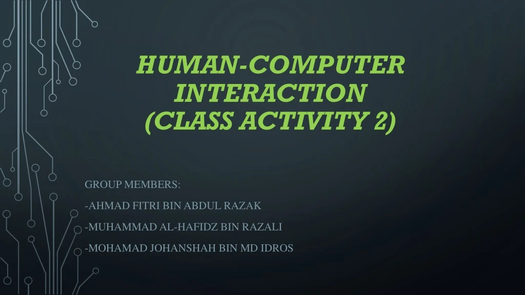 human computer interaction class activity 2