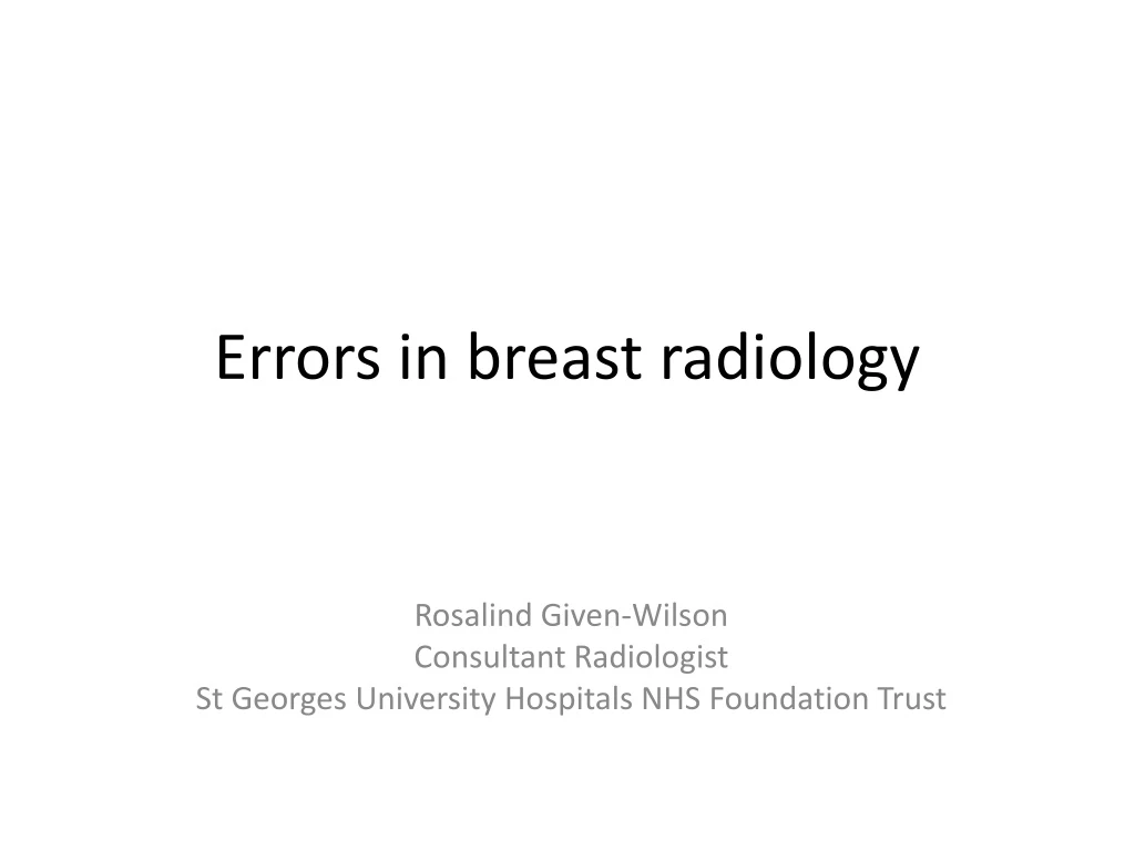 errors in breast radiology