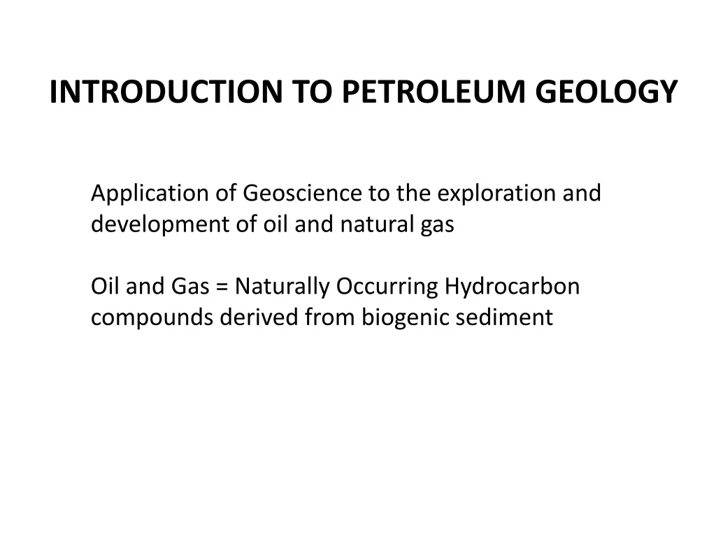 introduction to petroleum geology