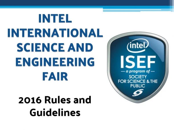 INTEL INTERNATIONAL SCIENCE AND ENGINEERING FAIR