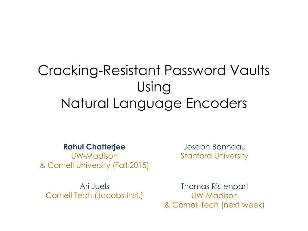 cracking resistant password vaults using natural language encoders