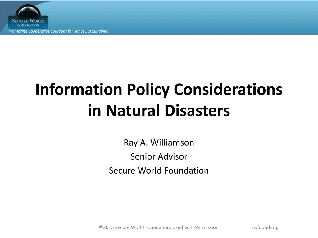 information policy considerations in natural disasters