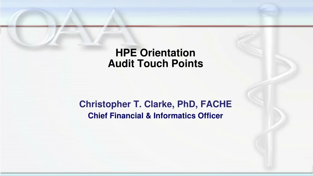 hpe orientation audit touch points