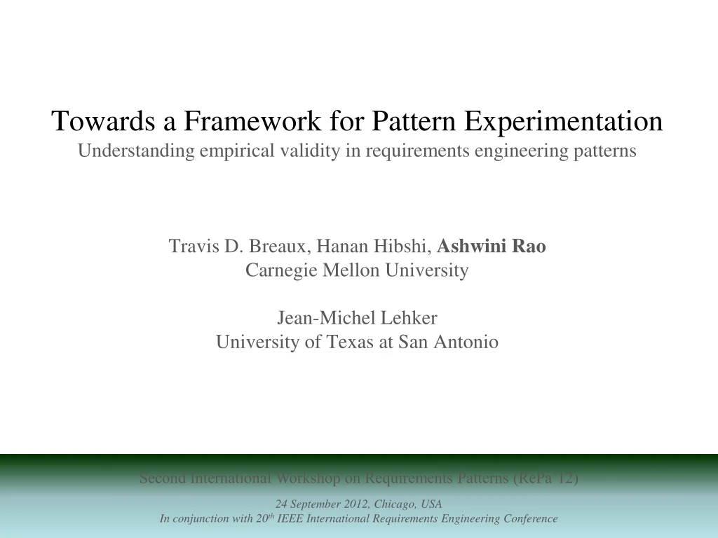 towards a framework for pattern experimentation