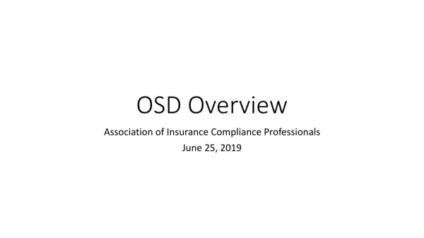 OSD Overview