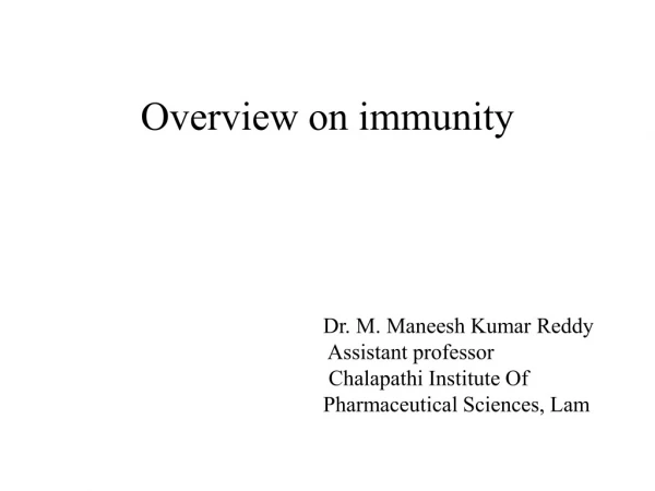 Overview on immunity