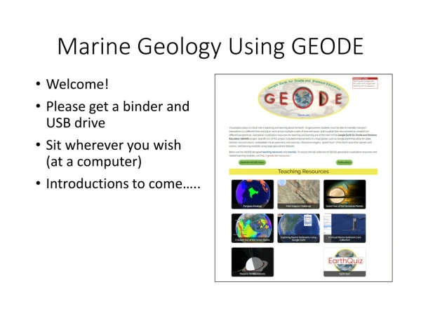 Marine Geology Using GEODE