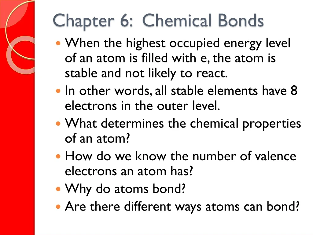 chapter 6 chemical bonds