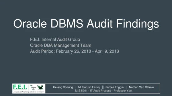 Oracle DBMS Audit Findings