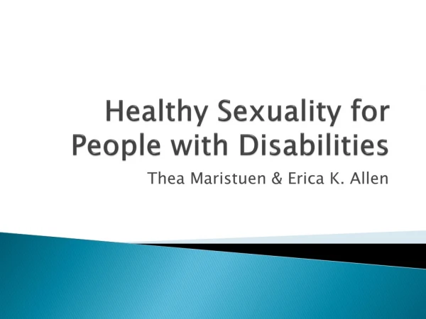 Healthy Sexuality for People with Disabilities